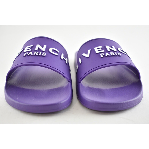 Givenchy Paris Purple Rubber White Logo Slide On Pool Sandal Flip Flop Flat 36 - Picture 7 of 12